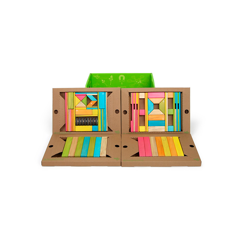 Tegu - 90-Piece Classroom Kit <br>Magnetic Wooden Blocks in brown packaging - Bella Luna Toys
