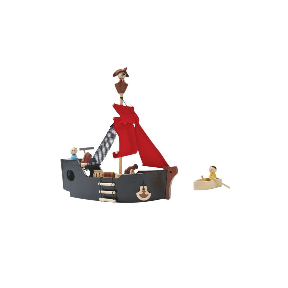 PlanToys - Wooden Pirate Ship with toy figure in boat