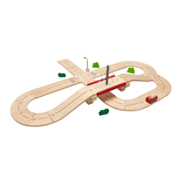 PlanToys - Wooden Road System Play Set