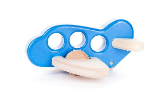 Bajo Blue Wooden Airplane Toddler Toy - Bella Luna Toys