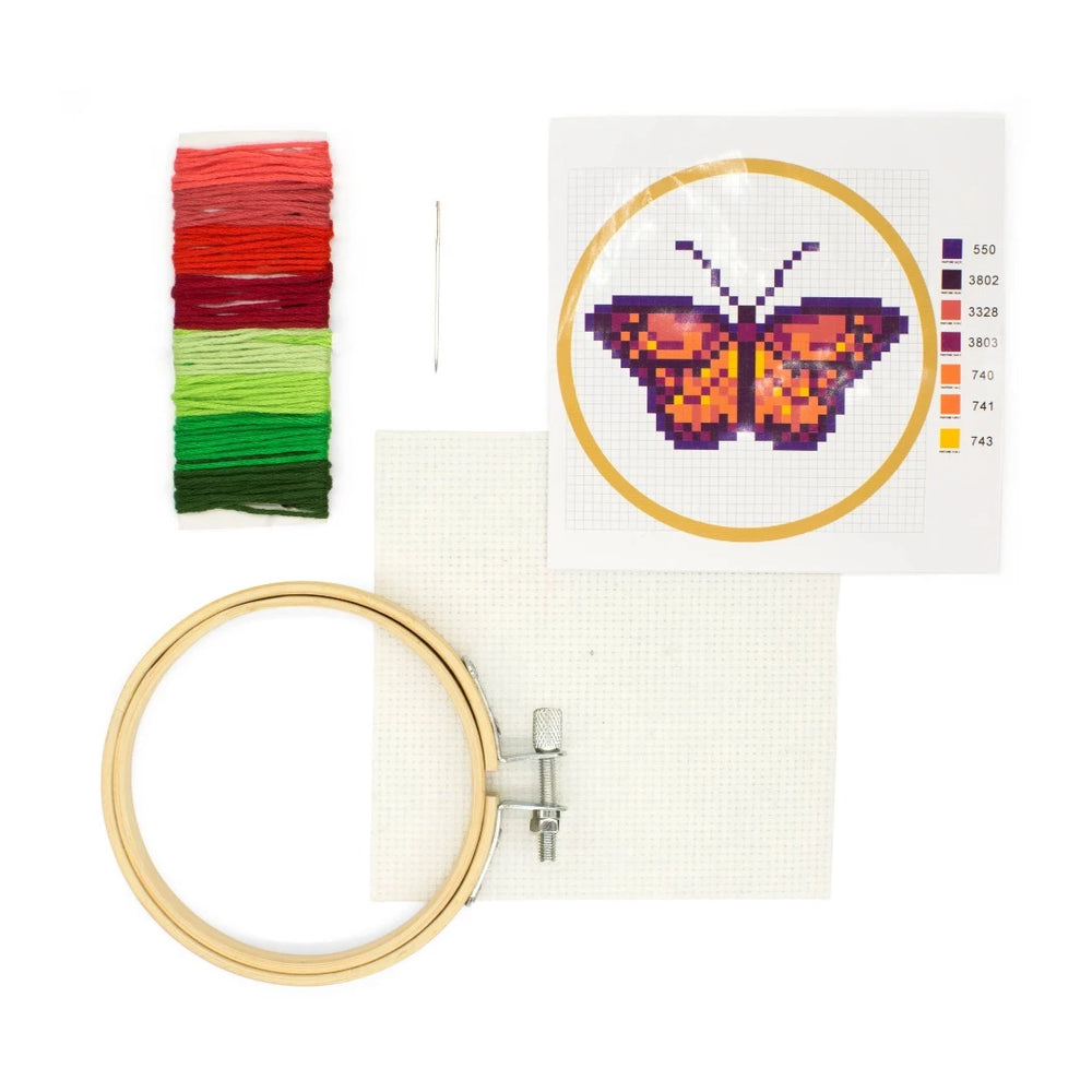 Mini Cross-Stitch Embroidery Butterfly Kit - Bella Luna Toys