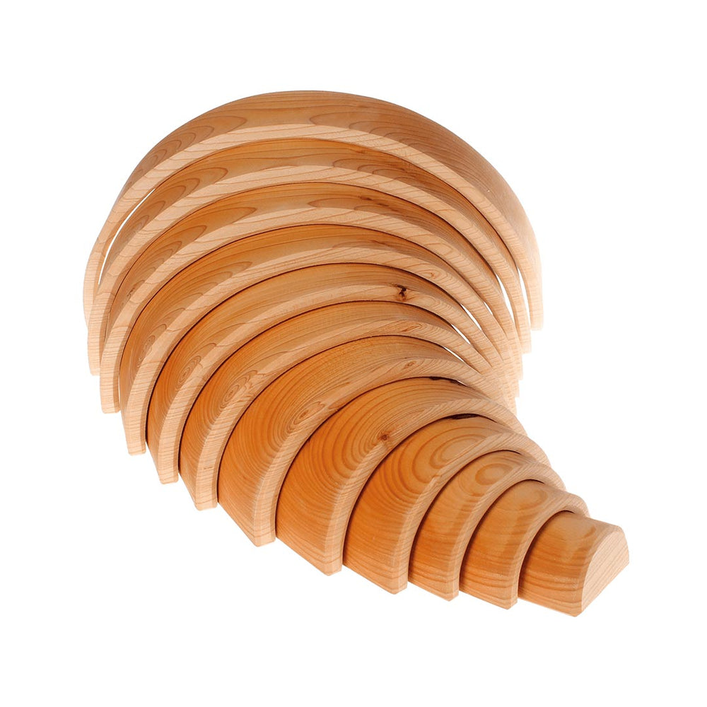 Set of wooden building blocks on a white background.