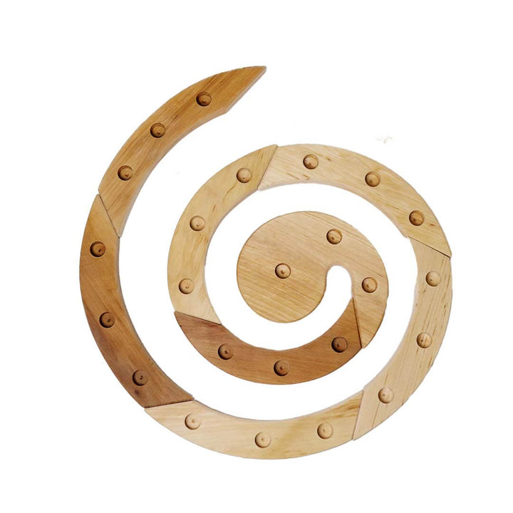 Wooden spiral on a white background.