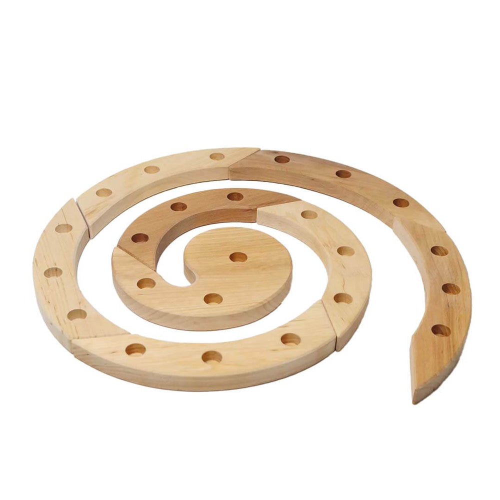 Wooden spiral on a white background.