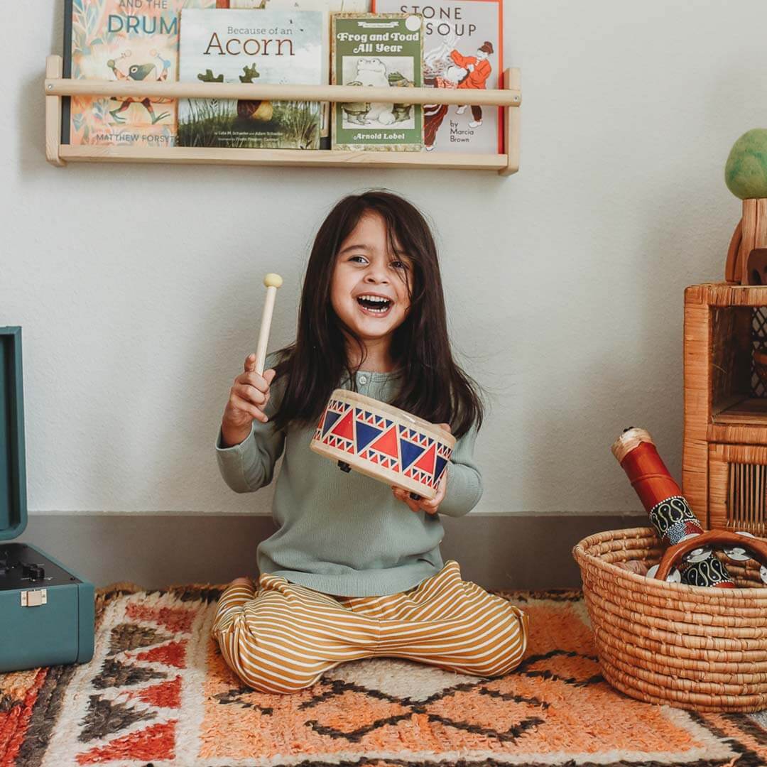 Plan Toys Solid Drum - Houten Trommel Voor Kinderen Met Rubberen Stok