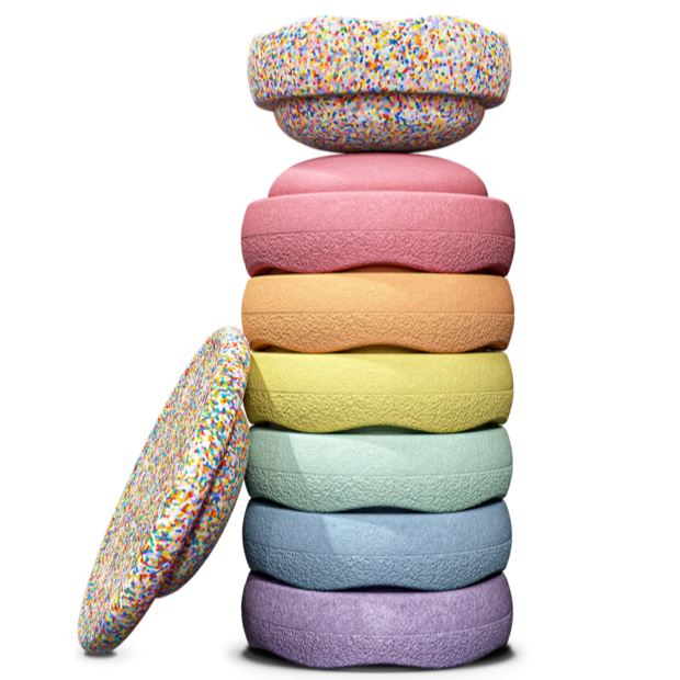 Stack Of Seven Colorful Stapelstein Stepping Stones In Pastel Rainbow Stack Of Seven Colorful Stapelstein Stepping Stones In Pastel Rainbow