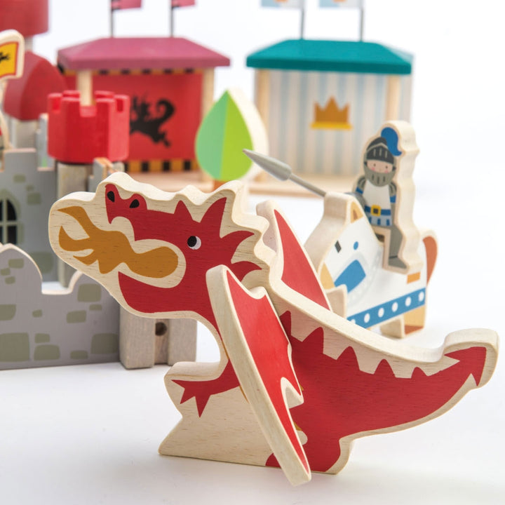 Wooden dragon from the Tender Leaf Toys Wooden Royal Castle Play Set.