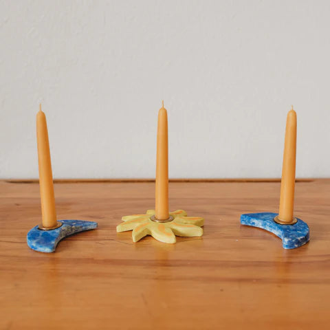 Three handmade candle holders