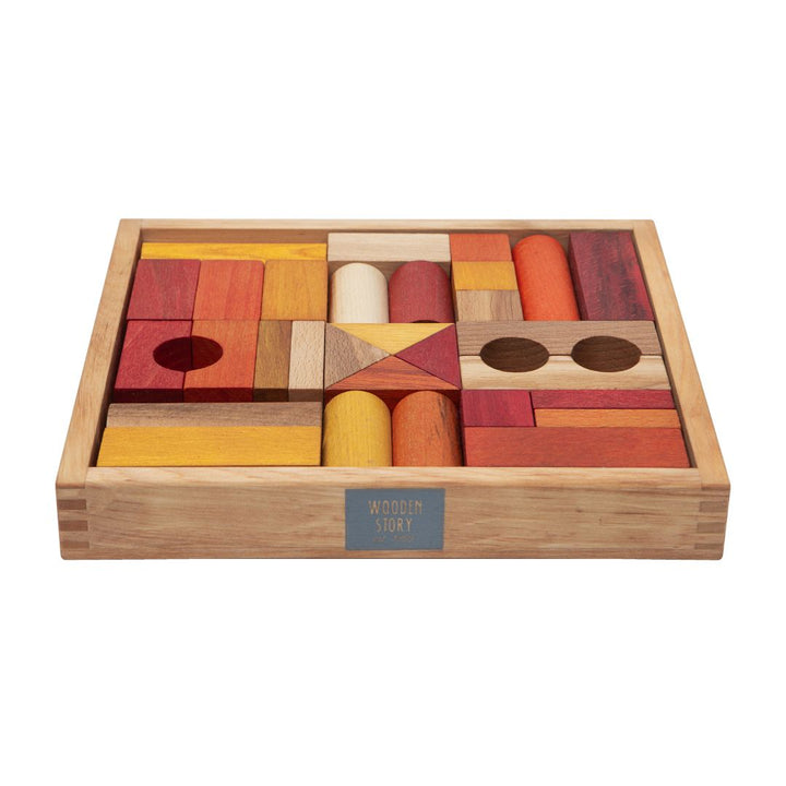 Wooden Story 30 Piece Warm Blocks - Wooden Blocks- Bella Luna Toys