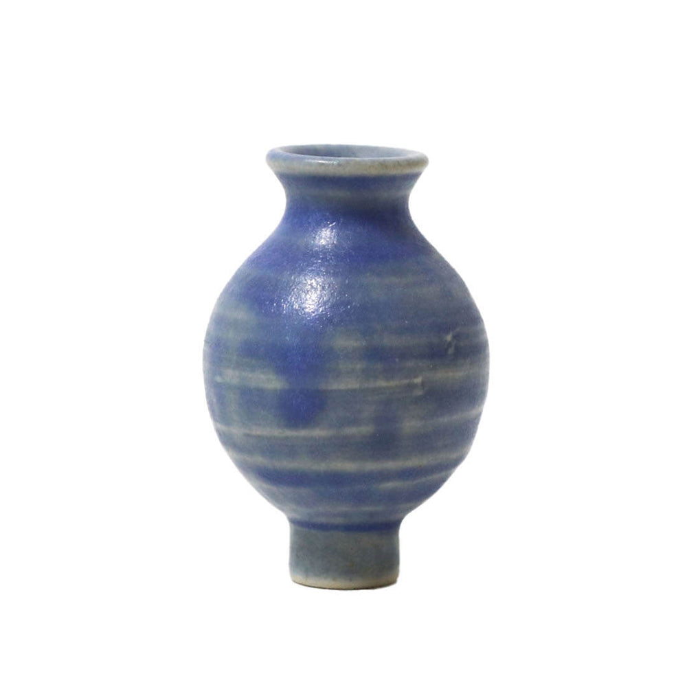 Blue Ceramic Vase Birthday Ring Decoration - Handmade Pottery