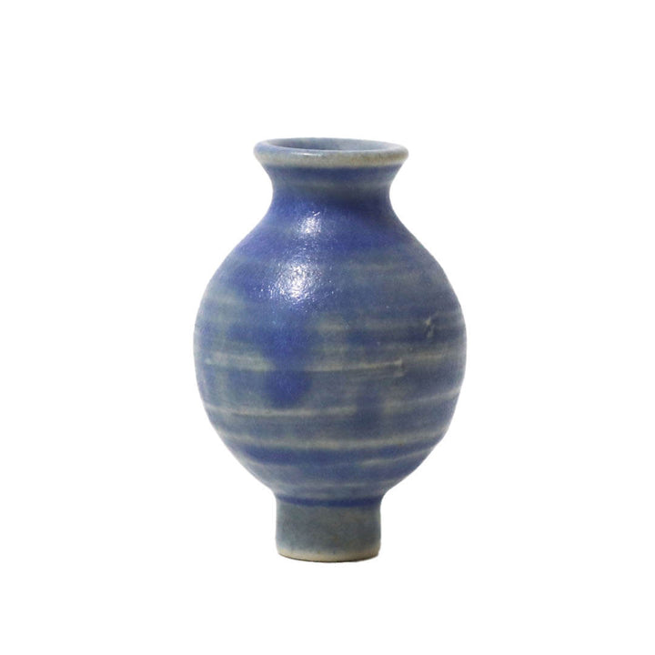 Blue Ceramic Vase Birthday Ring Decoration - Handmade Pottery