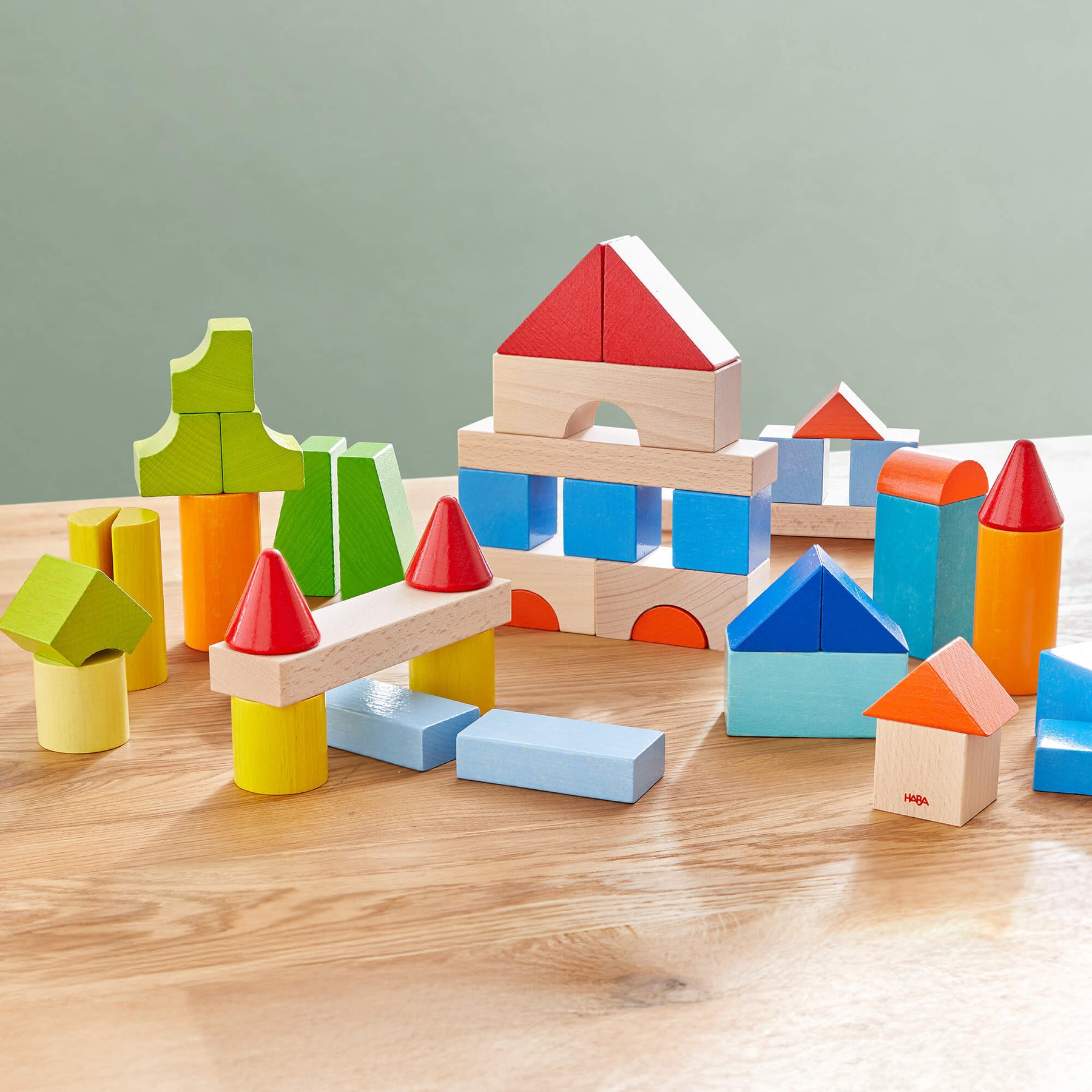 Chevron Blocks Colored Wooden Building Blocks - 46 Piece Set
