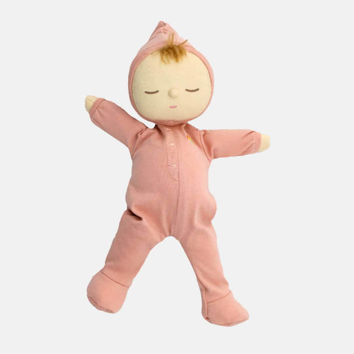 Dozy Dinkum Doll Moppet in pink onesie and arms/legs extended