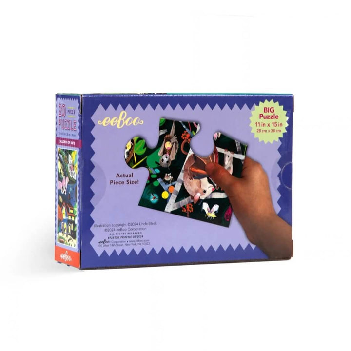 Cauldron of Bats 20 pc Puzzle by eeBoo - back of box detail