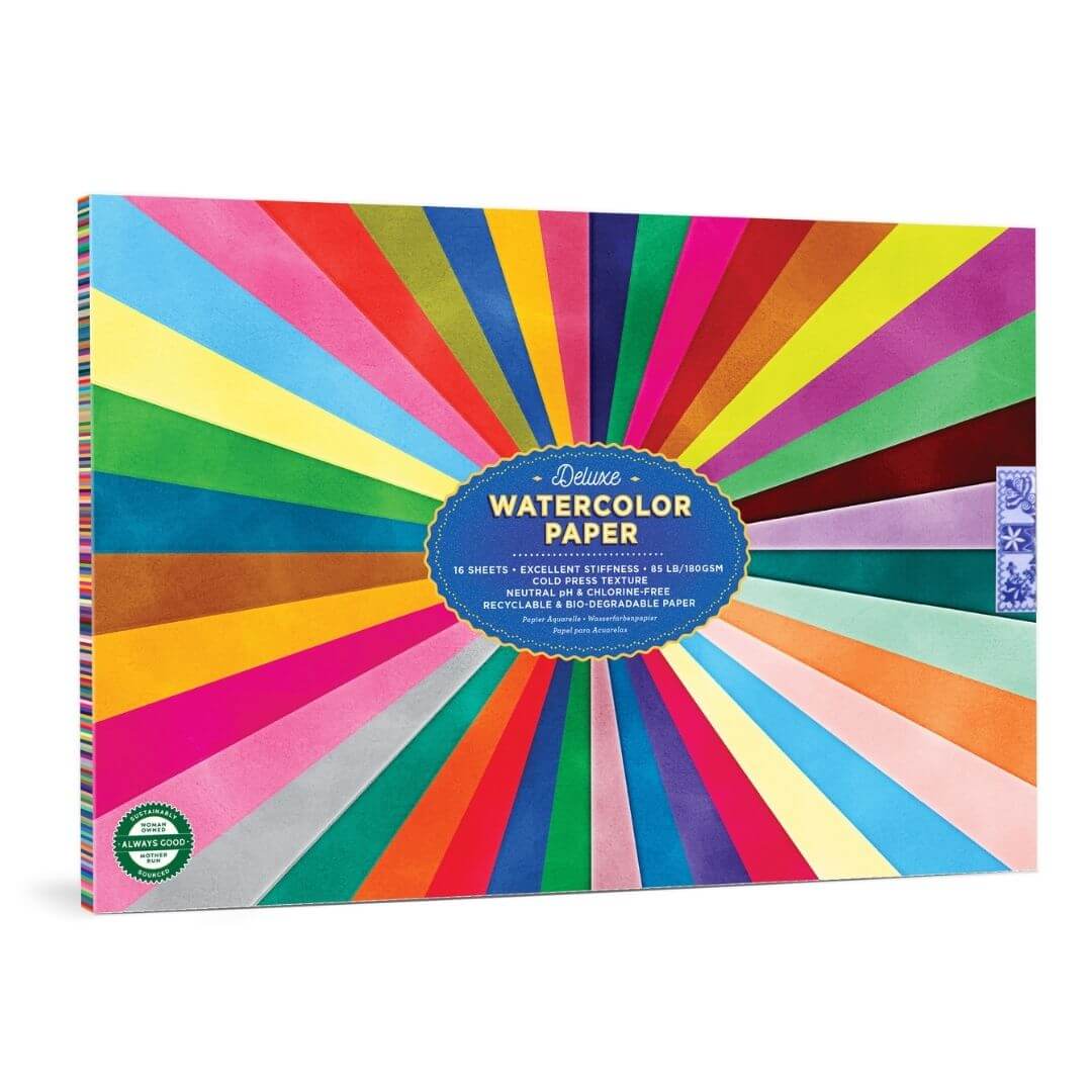 eeBoo deluxe watercolor paper pad with rainbow cover.