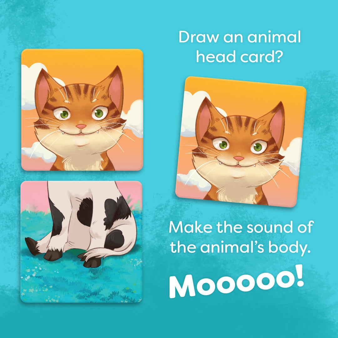 Draw an animal head card? Make the sound of the animal's body.