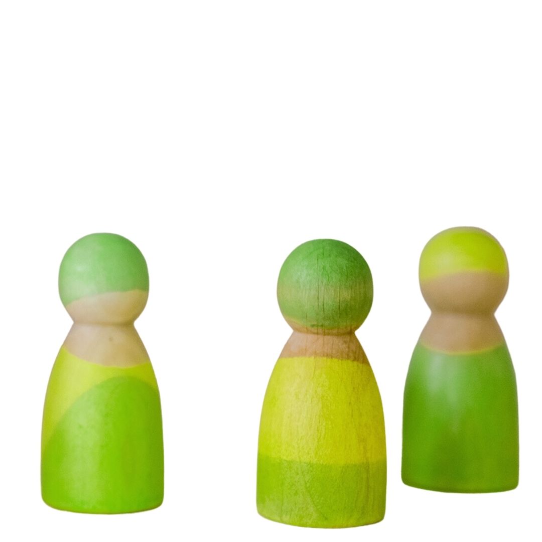 Bella Luna Toys Neon Friends Green- Wooden Figures- Bella Luna Toys