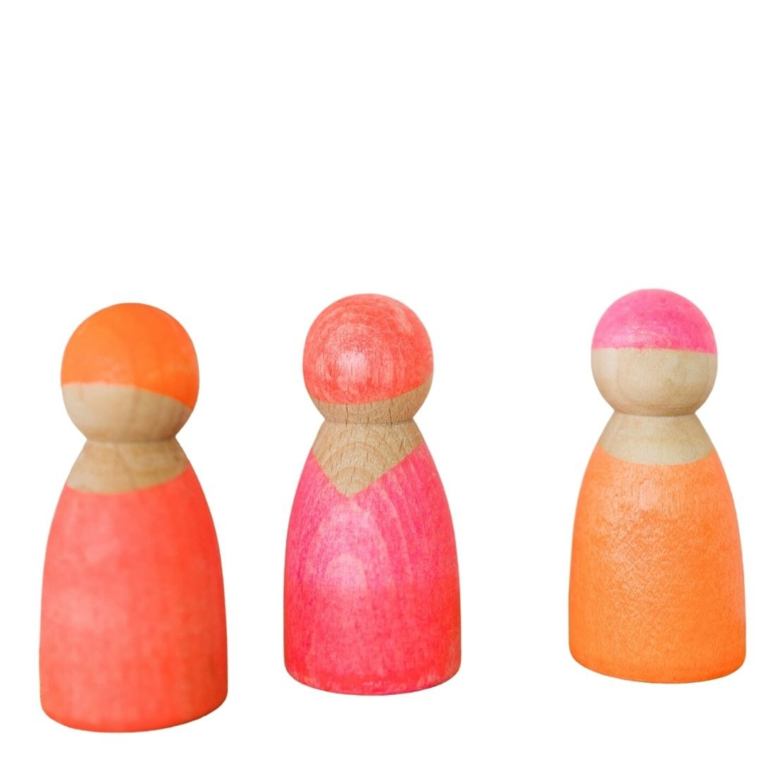 Grimms Neon Friends Pink- Wooden Figures- Bella Luna Toys