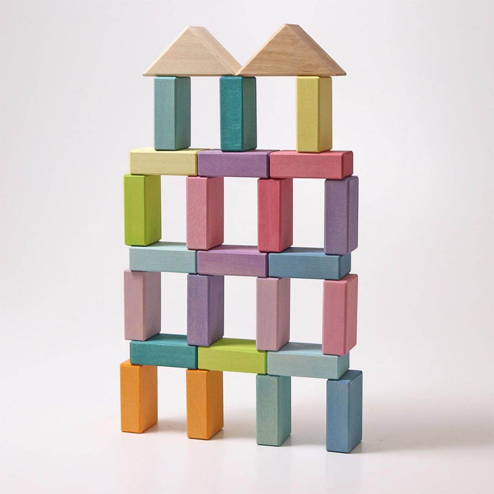 Grimm's Pastel Duo Wooden Block Set tower