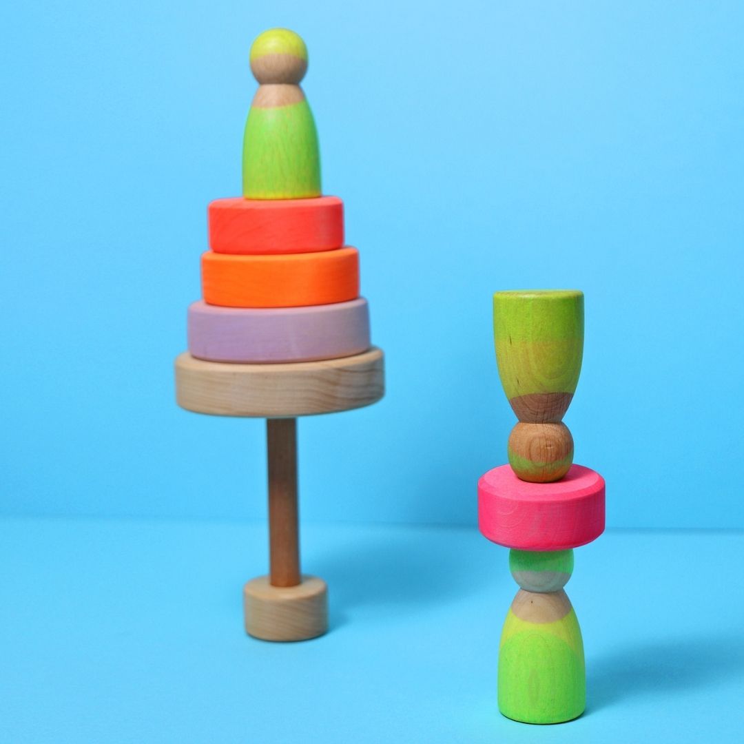 Grimms Small Tower Neon Pink- Sorting and Stacking Toys- Bella Luna Toys