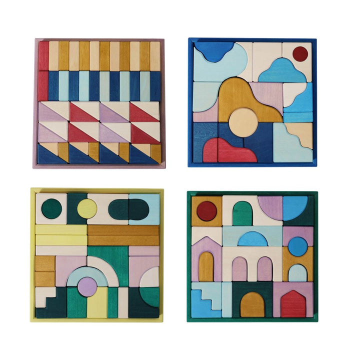 Grimm's Tiny Art Collection - 4 wooden block set in trays
