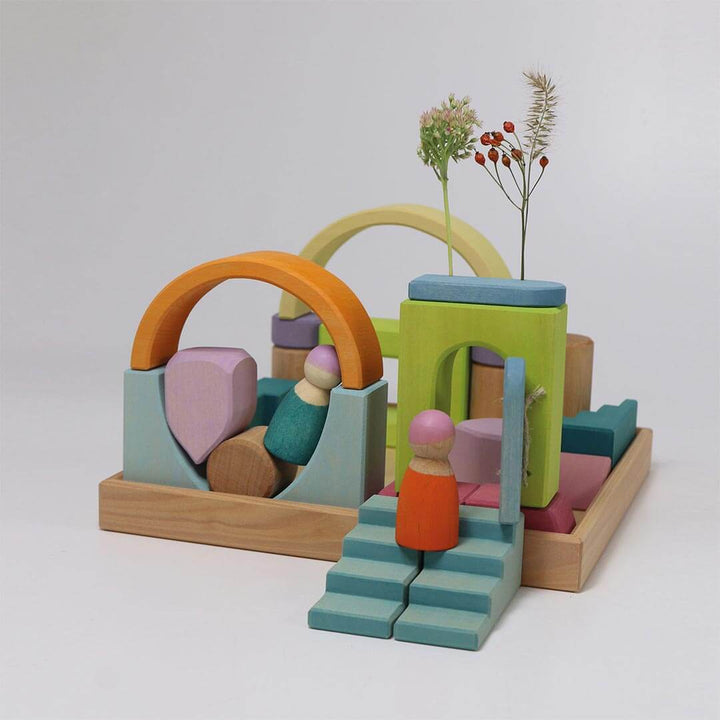 Grimm's Wooden Building World Cloud Play Set house