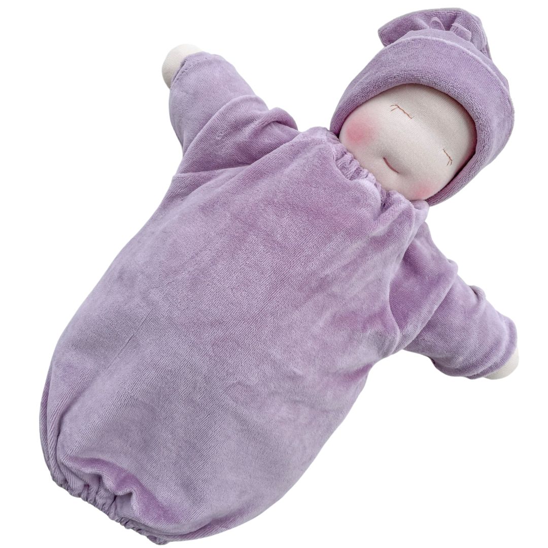 Heavy Baby weighted Waldorf Doll - Lilac bunting with light skin