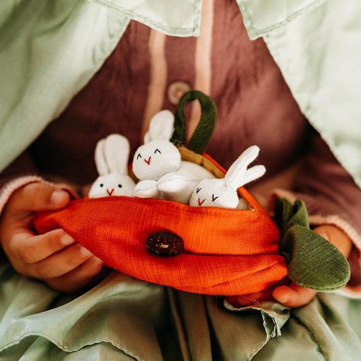 Hide and Seek Bunnies in Carrot Pouch
