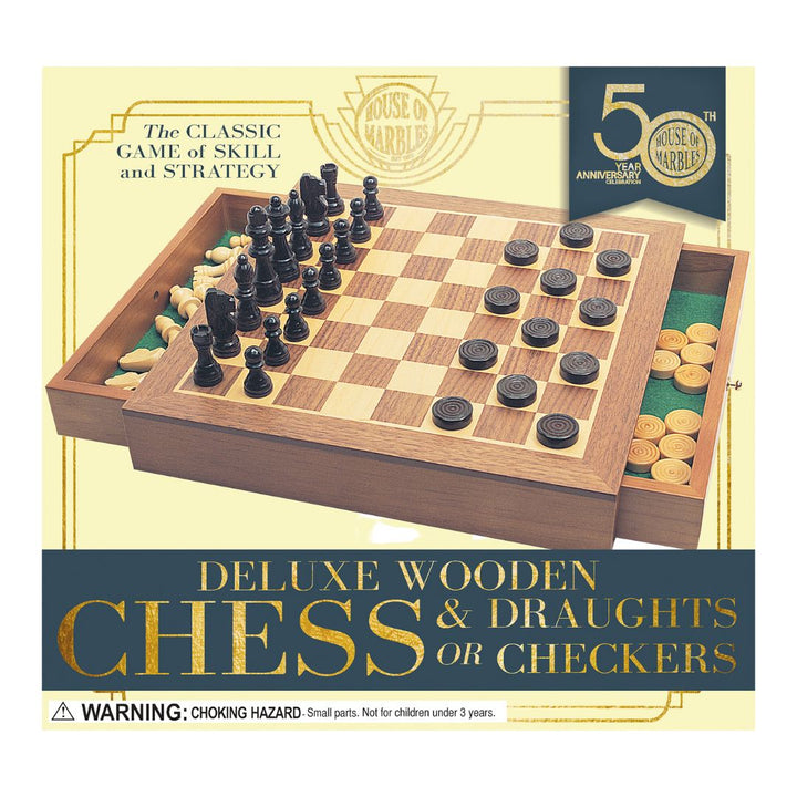House of Marbles Chess And Checkers- Classic Games- Bella Luna Toys