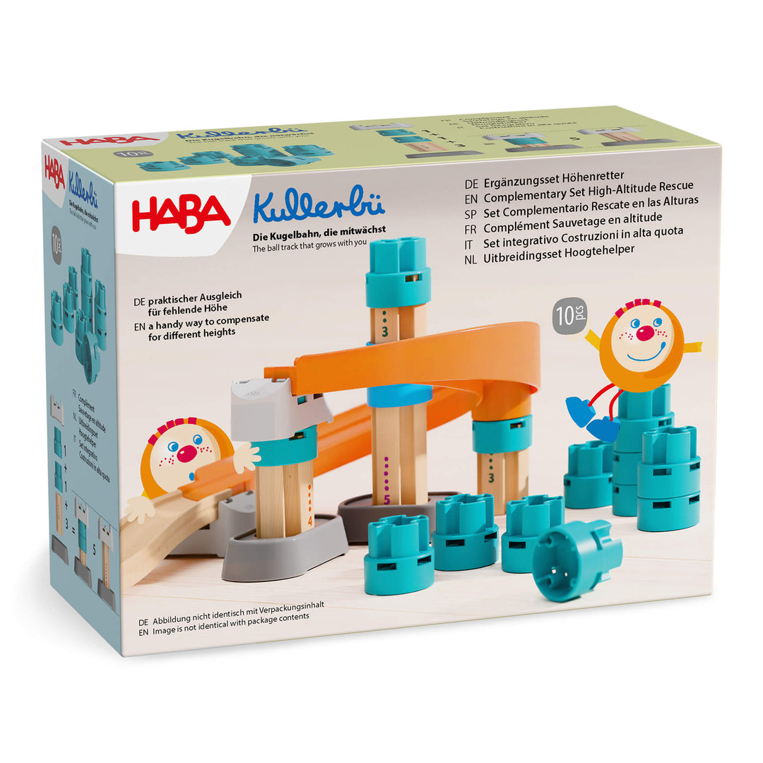 Kullerbü High Altitude Expansion Set packaging with wooden structure and teal components on a white background