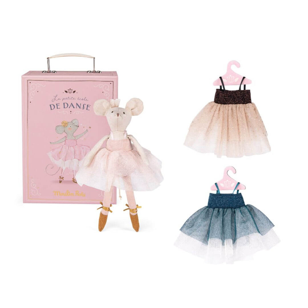 Moulin Roty - Dance mouse with wardrobe in suitcase. Bella Luna Toys