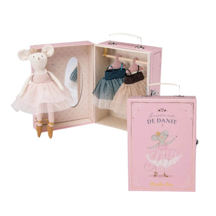 Moulin Roty - Dance mouse with wardrobe in suitcase. Bella Luna Toys