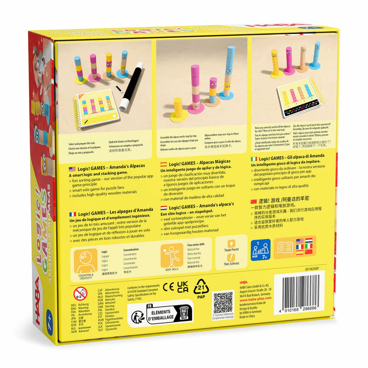 Logic! GAMES - Amanda's Alpacas back of game box