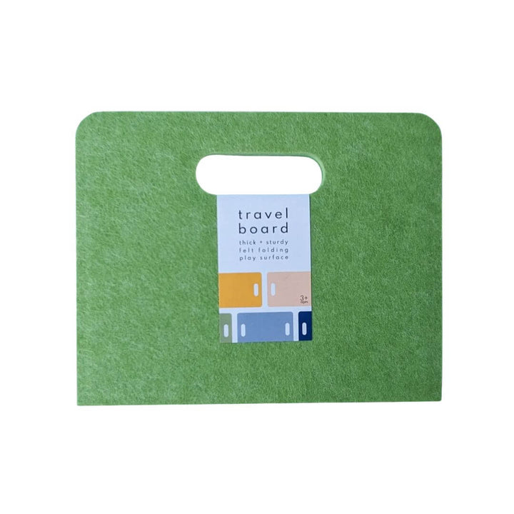 Felt Travel Play Board from Lowercase Toys in pear with packaging label on front and a white background.