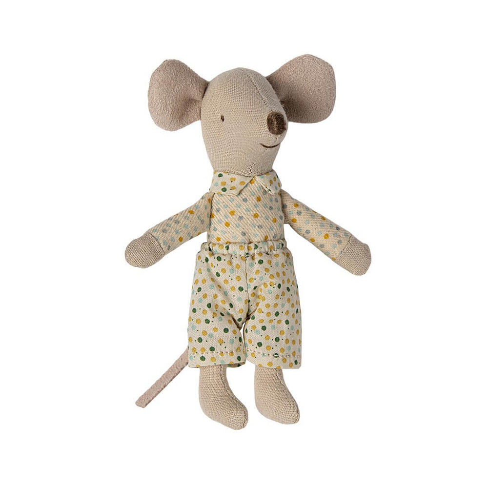 Maileg little brother mouse with polkadot pants and shirt