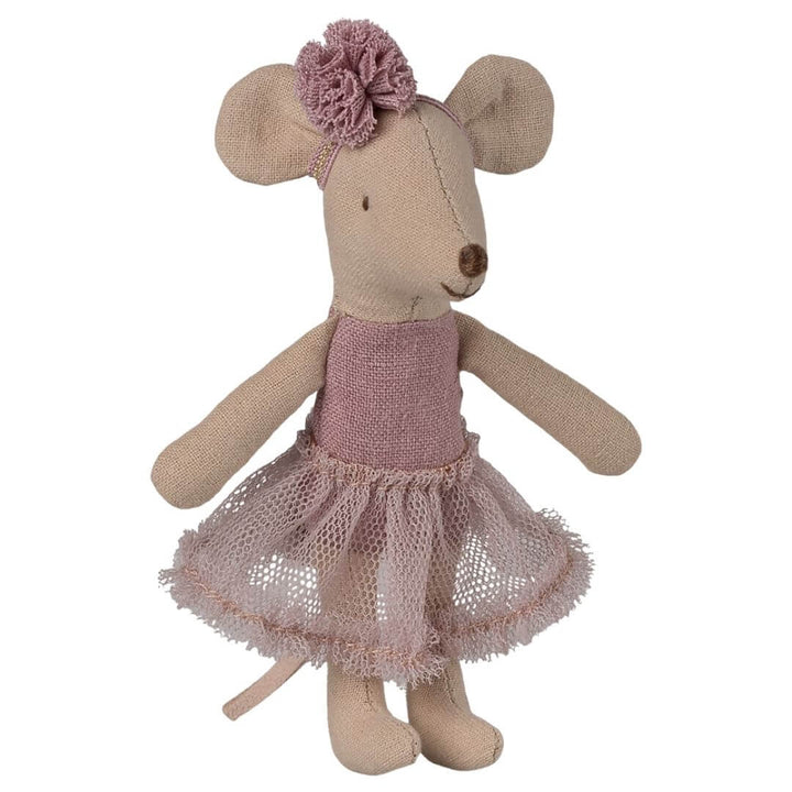 Maileg - A. 15 Feb Ballerina mouse, Little sister - Heather or Off White - Bella Luna Toys