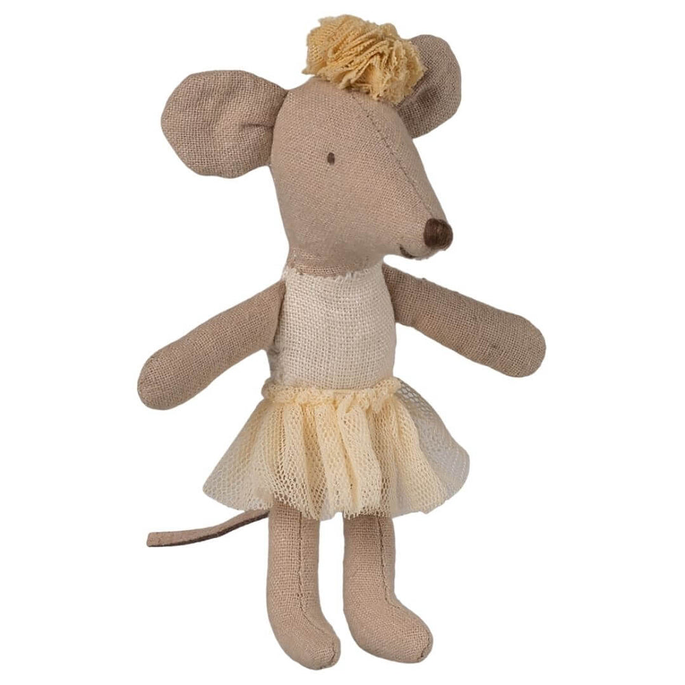 Maileg - A. 15 Feb Ballerina mouse, Little sister - Heather or Off White - Bella Luna Toys