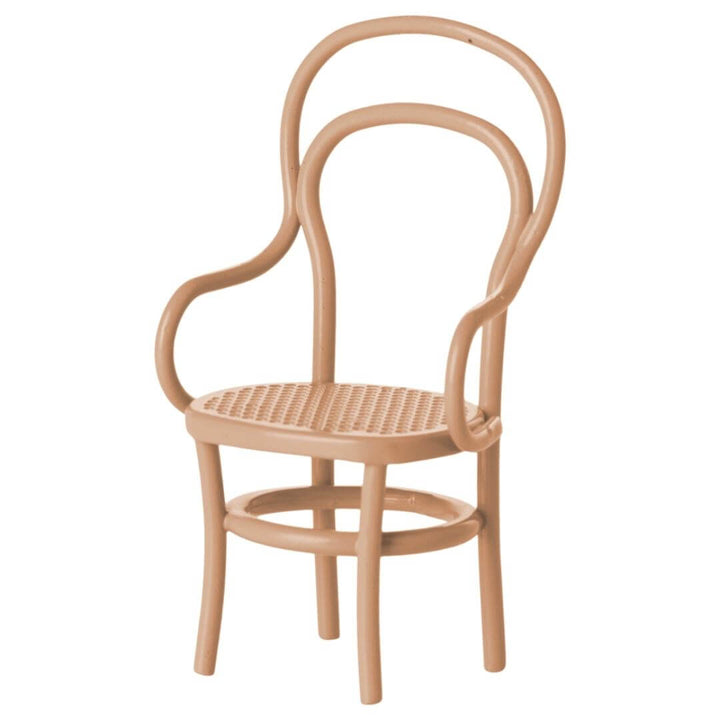 Maileg dollhouse mouse chairs in dark powder, styled with a vintage design. Bella Luna Toys