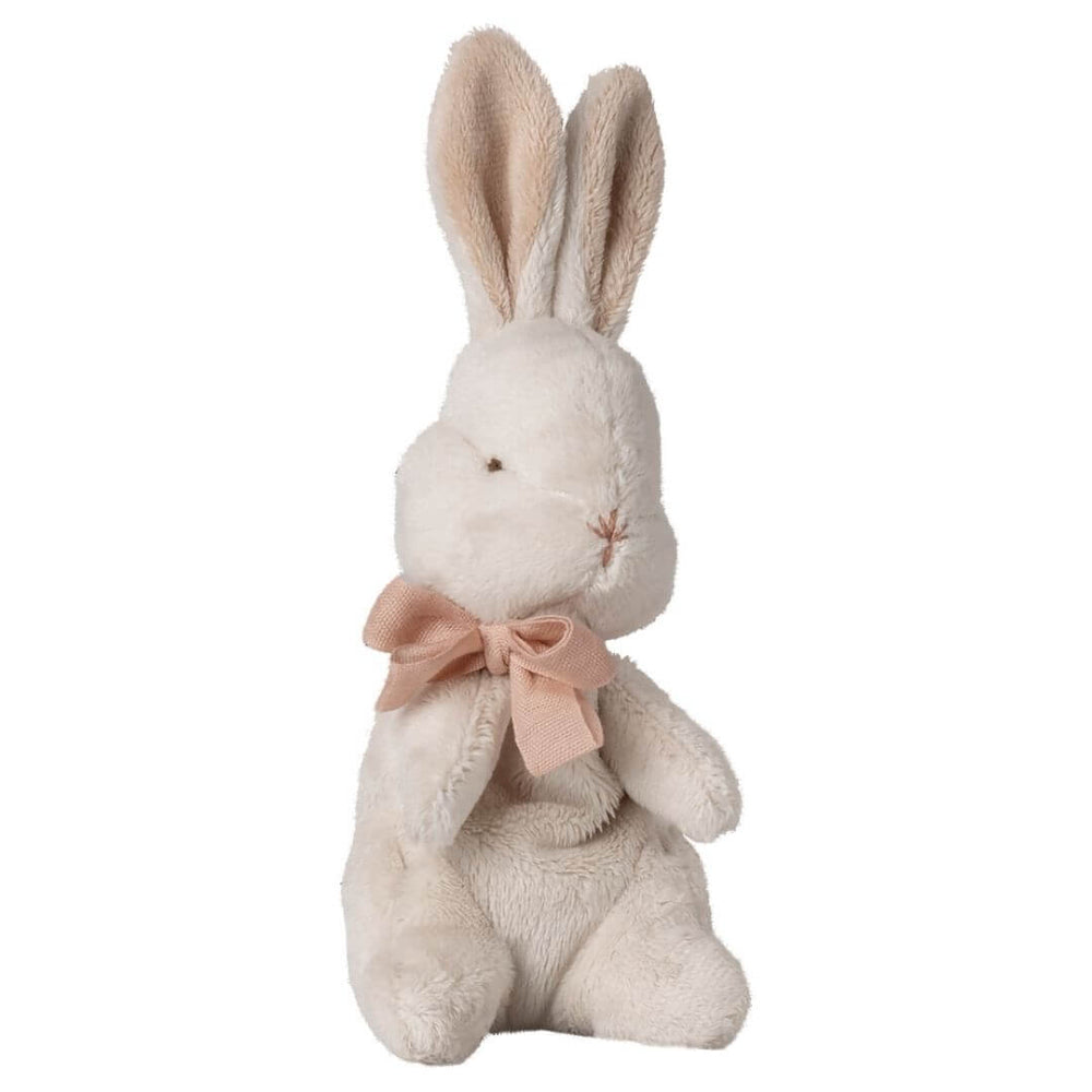 My First Bunny by Maileg in white, a soft plush bunny with a ribbon bow.