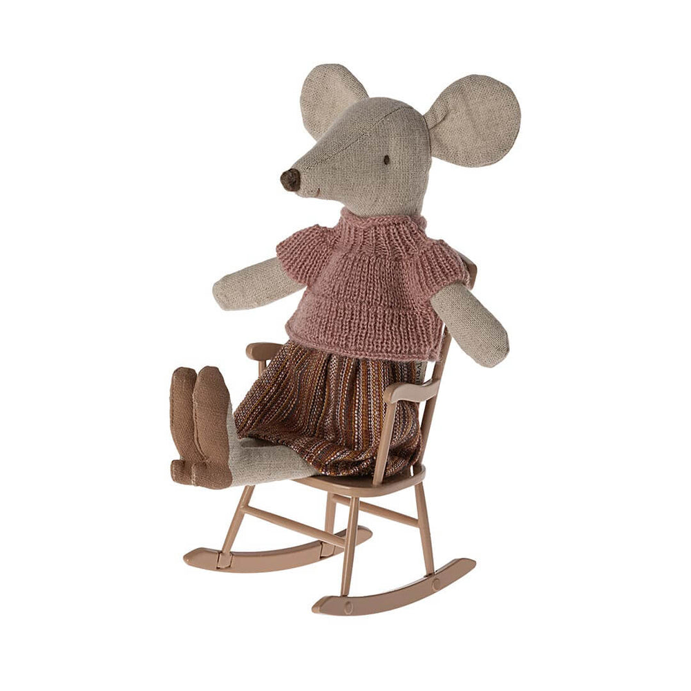 Maileg Rocking Chair in dark powder with mouse