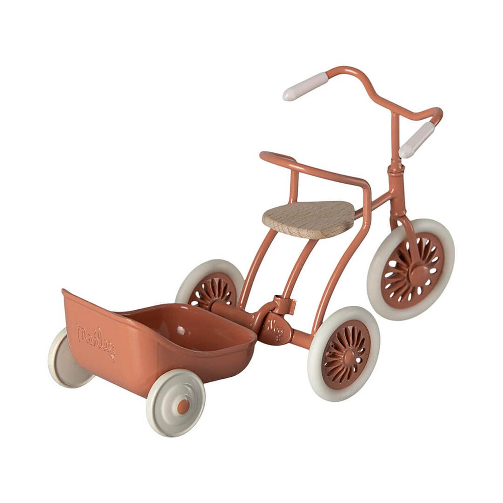Maileg Tricycle with Maileg Tricycle Hanger in coral