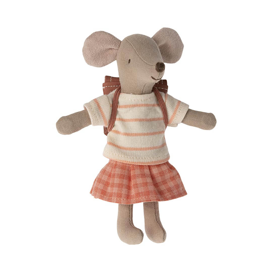 Maileg Tricycle Mouse - Big Sister in coral