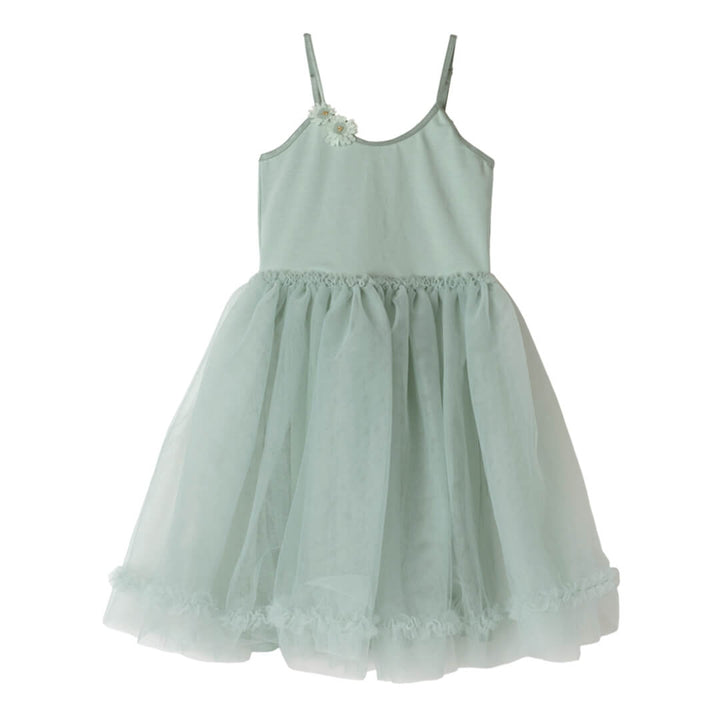 Light green dress with thin straps on a white background