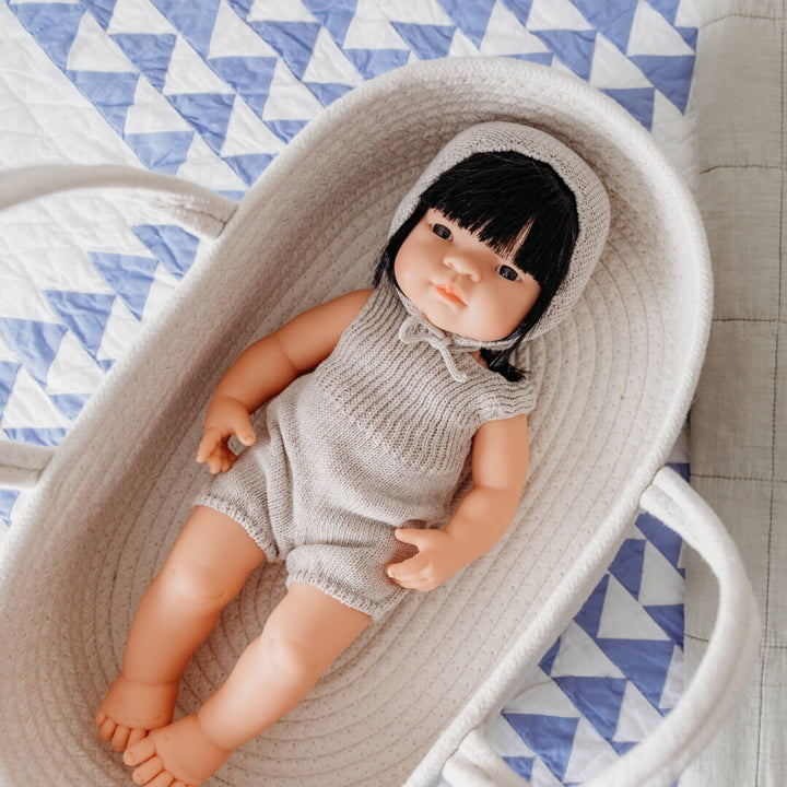 Miniland - Knit Doll Outfit – 15" Romper & Bonnet - Bella Luna Toys