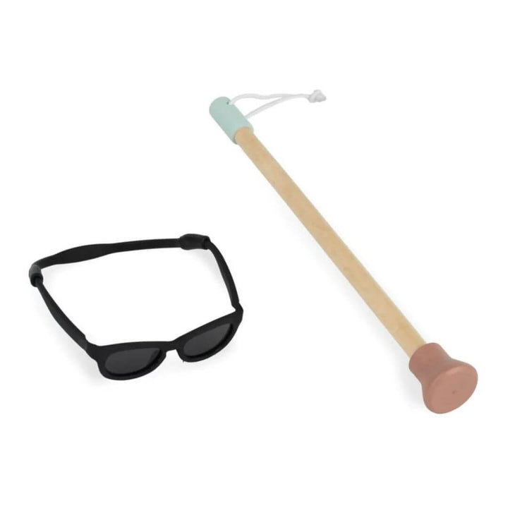 Miniland - Miniland doll accessory set featuring a pair of doll-sized glasses and a cane designed to encourage inclusive play, empathy, and social-emotional learning - Bella Luna Toys