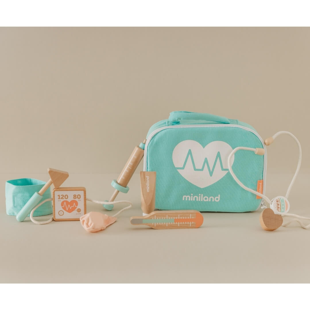 Miniland wooden doctor kit for dolls and pretend play.