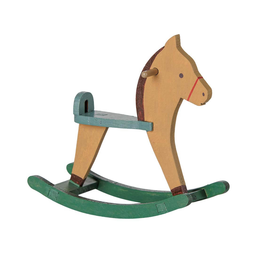 Rocking Horse for Mice in Brown on a white background.