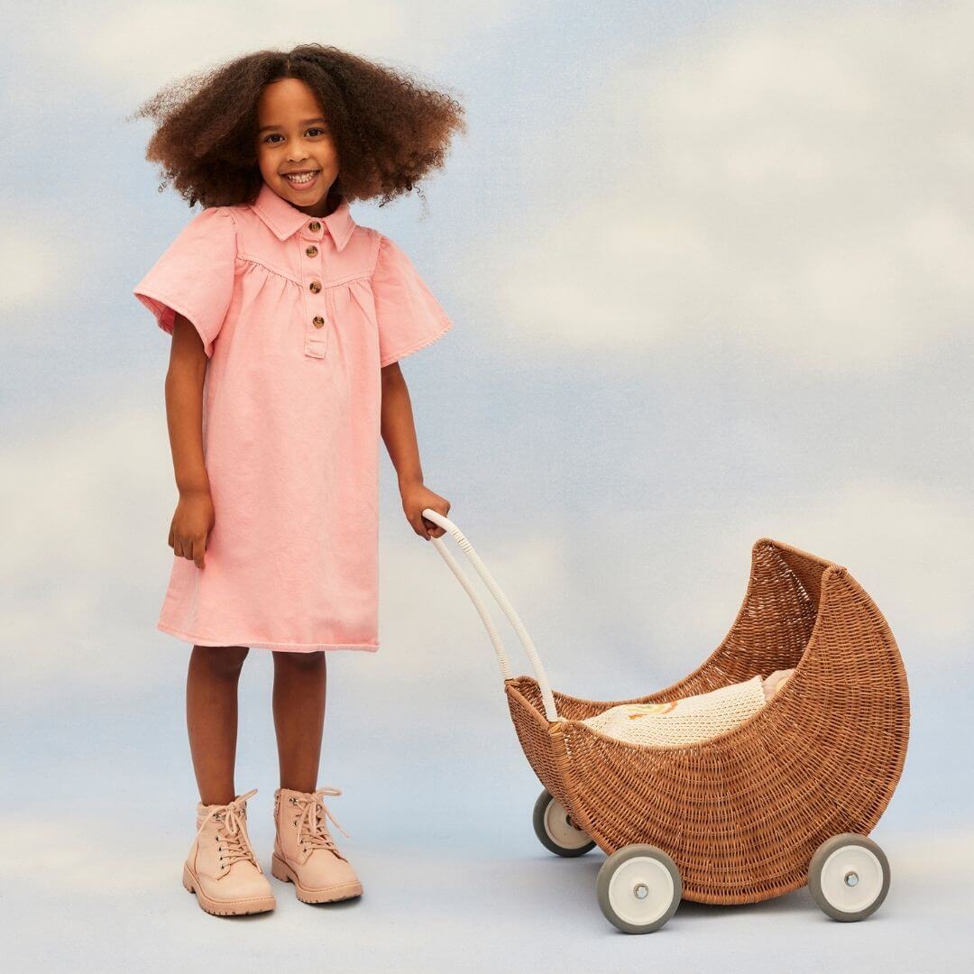 Olli Ella - Natural Rattan Moon Doll Stroller - Bella Luna Toys
