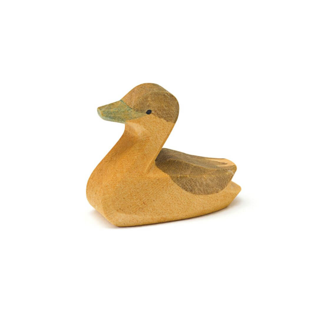 Ostheimer Canada Goose Gosling handcrafted wooden figure with hand-painted details and soft brown plumage - Bella Luna Toys