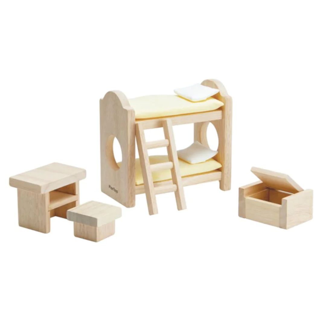 Wooden Dollhouse Furniture, Plan Toys, Classic, Children's Bedroom-Dollhouse furniture- Bella Luna Toys